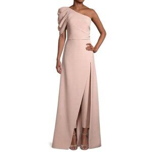 Kay Unger; Size 16; Light Pink one-shoulder walk-thru dress; NEEDS DRY CLEANING